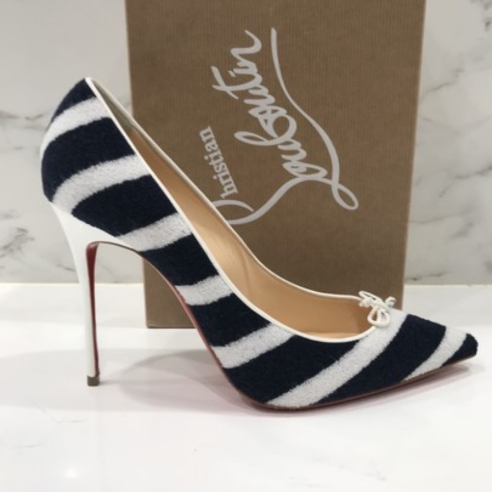 Christian Louboutin navy & white Spa shoe 40